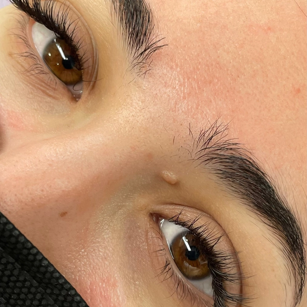 Eyelash Extensions Client Pic at the Miracle Werker Lash Bar and Esthetics Studio in Philadelphia.
